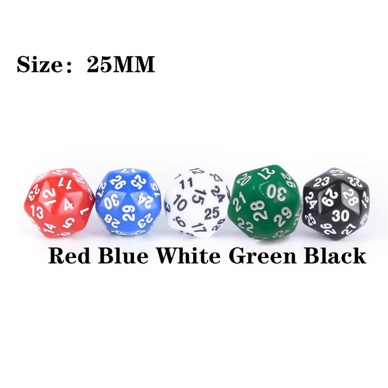 1 gab. 25 MM 30 pusēji kauliņi D30, vairākās pusēs spēļu kauliņi ballīšu aksesuāri azartspēļu piederumi pieaugušajiem spēles rotaļlietas dāvana