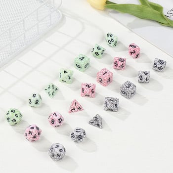 7Pcs/Σετ Polyhedral 7-Die Dice Set Game Dice For TRPG DND Αξεσουάρ D4 D6 D8 D10 D12 D20 Dice for Board Game Card Games Μαθηματικά