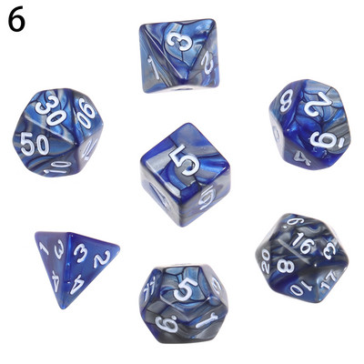 7 tk / komplekt Polyhedral 7 täringukomplekti täringud TRPG jaoks DND tarvikud D4 D6 D8 D10 D12 D20 Täringud lauakaardimängude matemaatikamängude jaoks
