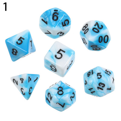 7 tk / komplekt Polyhedral 7 täringukomplekti täringud TRPG jaoks DND tarvikud D4 D6 D8 D10 D12 D20 Täringud lauakaardimängude matemaatikamängude jaoks