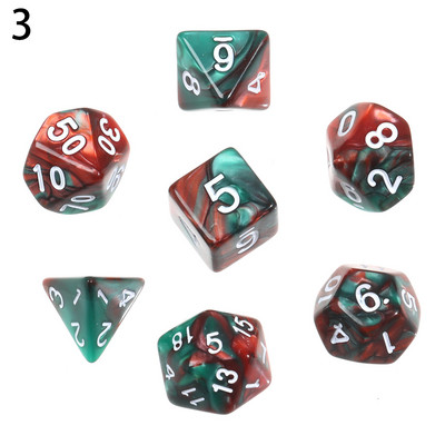 7 tk / komplekt Polyhedral 7 täringukomplekti täringud TRPG jaoks DND tarvikud D4 D6 D8 D10 D12 D20 Täringud lauakaardimängude matemaatikamängude jaoks