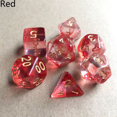 7 tk / komplekt Polyhedral 7 täringukomplekti täringud TRPG jaoks DND tarvikud D4 D6 D8 D10 D12 D20 Täringud lauakaardimängude matemaatikamängude jaoks