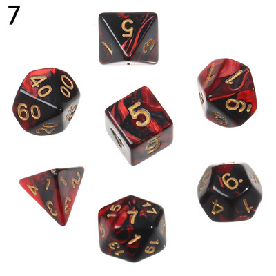 7 tk / komplekt Polyhedral 7 täringukomplekti täringud TRPG jaoks DND tarvikud D4 D6 D8 D10 D12 D20 Täringud lauakaardimängude matemaatikamängude jaoks