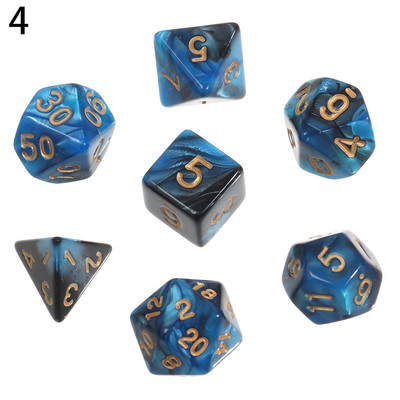7 tk / komplekt Polyhedral 7 täringukomplekti täringud TRPG jaoks DND tarvikud D4 D6 D8 D10 D12 D20 Täringud lauakaardimängude matemaatikamängude jaoks
