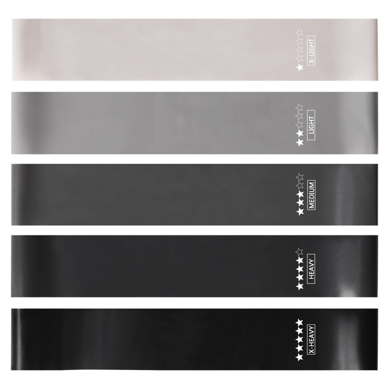 5 skirtingų lygių pasipriešinimo juostos Pilatesas sportinis guminis fitneso mini diržas pratimų pratimų ilgintuvas treniruotės Crossfit įranga