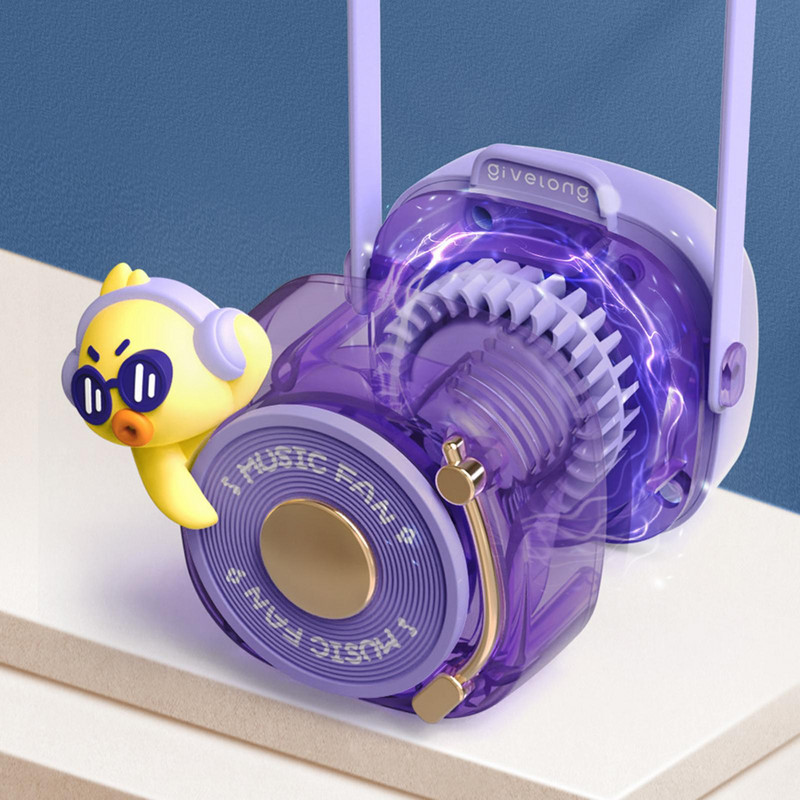 Mini ventilator pentru copii, desene animate, portabil, agățat pentru gât, ventilator de răcire cu șnur, reglabil cu 3 viteze pentru călătorii de vară, folosiți mâinile libere