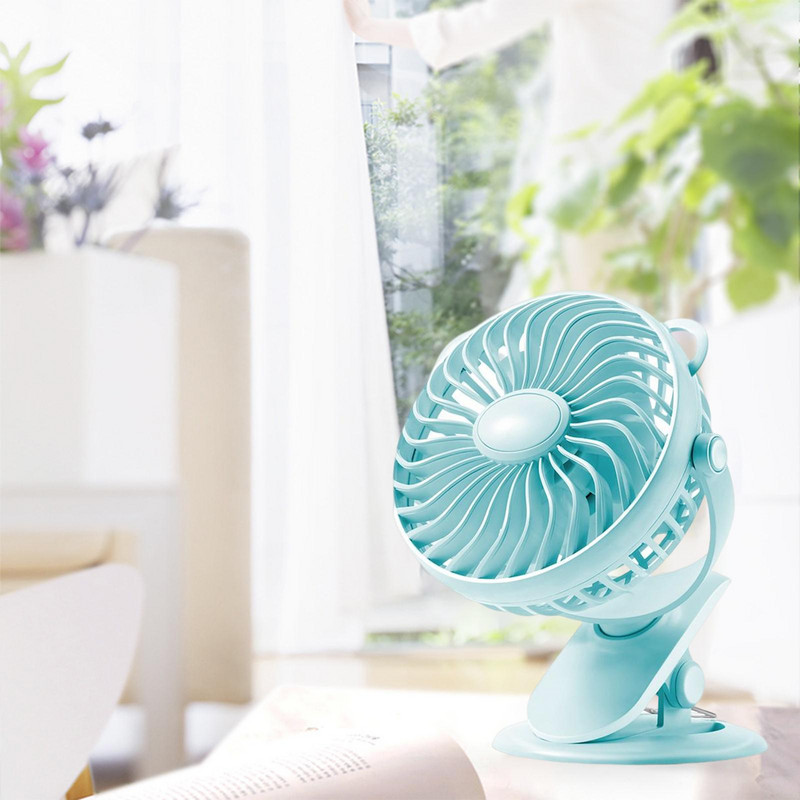 Μίνι κλιπ USB ανεμιστήρα σε 360° με προσωπική επαναφορτιζόμενη φορητή μπαταρία 3 ταχυτήτων Τροφοδοτείται για επιτραπέζιο καροτσάκι Τραπέζι κάμπινγκ Αρχική