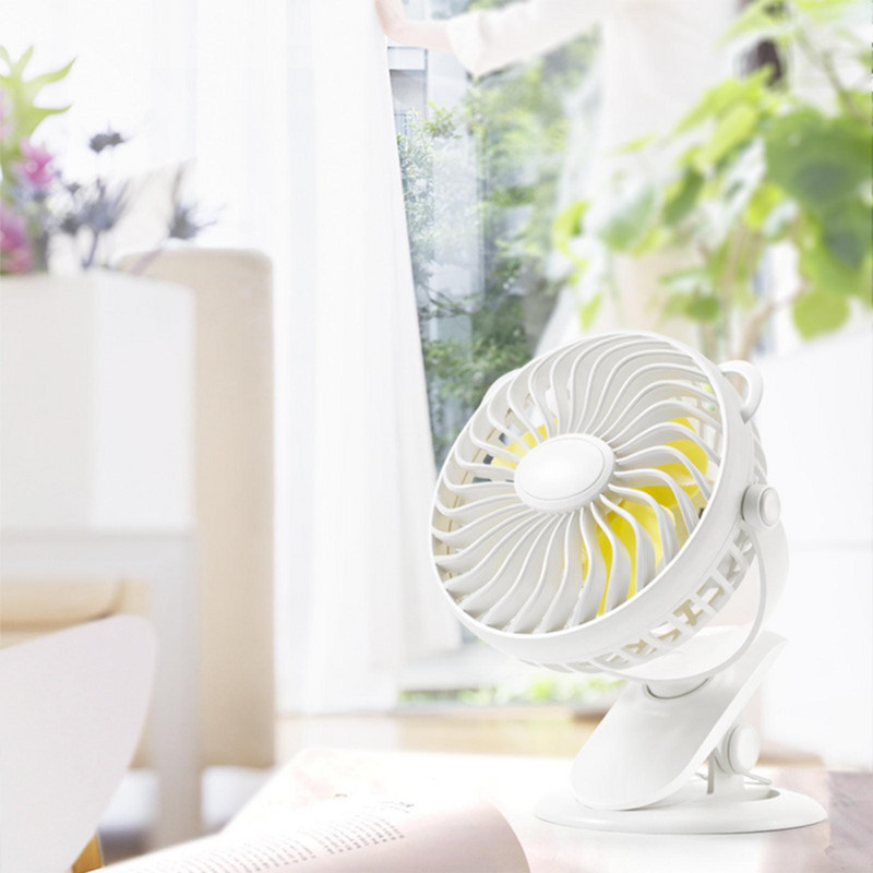 Μίνι κλιπ USB ανεμιστήρα σε 360° με προσωπική επαναφορτιζόμενη φορητή μπαταρία 3 ταχυτήτων Τροφοδοτείται για επιτραπέζιο καροτσάκι Τραπέζι κάμπινγκ Αρχική