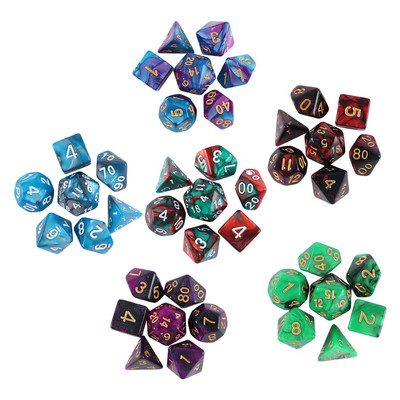 7 bucăți zaruri poliedrice, în două culori, zaruri poliedrice pentru RPG Dungeons and Dragons DND RPG MTG D20 D12 D10 D8 D6 D4 Joc de masă