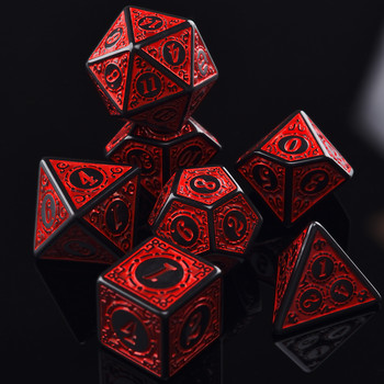 Polyhedral 7-Die Carved Pattern Dice set of D4 D6 D8 D10 D% D12 D20 for RPG DND