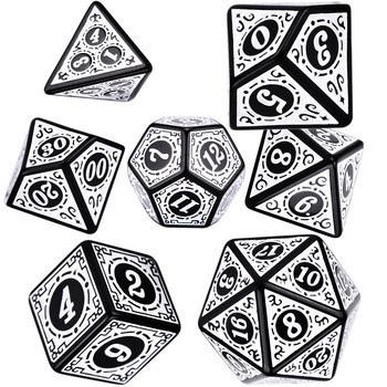 Polyhedral 7-Die Carved Pattern Dice set of D4 D6 D8 D10 D% D12 D20 for RPG DND