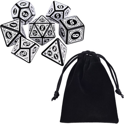 Daugiakampis 7 dyglių raižytų raštų kauliukų rinkinys D4 D6 D8 D10 D% D12 D20, skirtas RPG DND