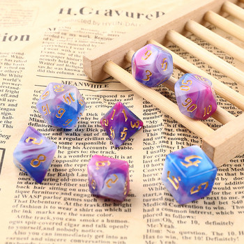 Polyhedral 7-Dice Two-Tone Swirl-DND Dice Set for RPG/MTG D4 D6 D8 D10 D% D12 D20 Игри със зарове 7 бр./компл. Family Party Board Games