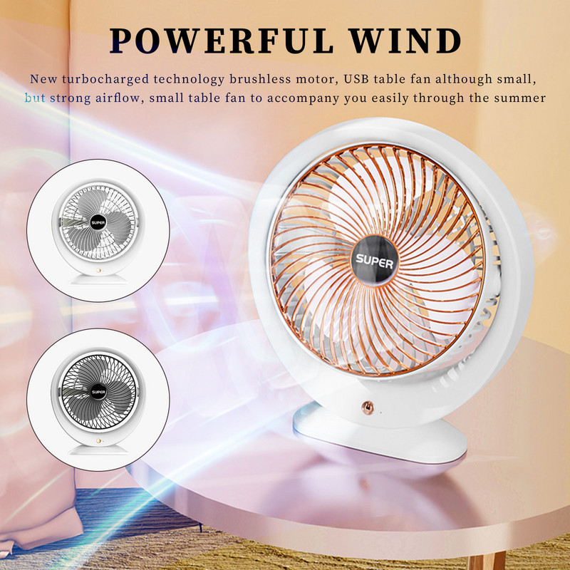 1200 mAh mini lauaventilaator USB-laetav suvine lauajahutusventilaator 3-käiguline reguleeritav 5V 4,5W 180 pöörlemisvaigistus siseruumides ja välitingimustes