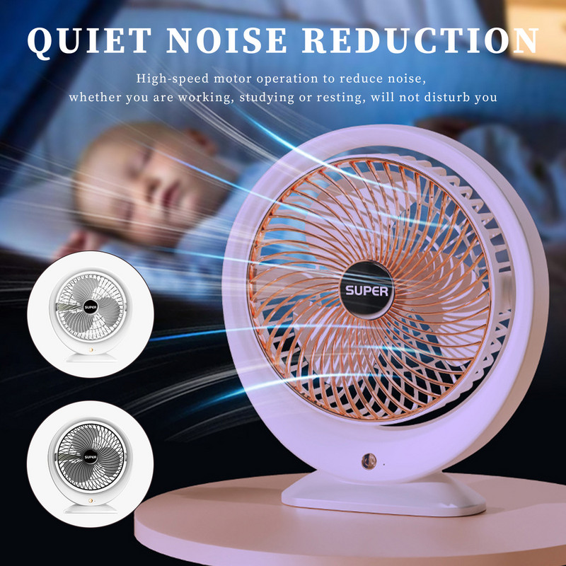 1200 mAh mini lauaventilaator USB-laetav suvine lauajahutusventilaator 3-käiguline reguleeritav 5V 4,5W 180 pöörlemisvaigistus siseruumides ja välitingimustes