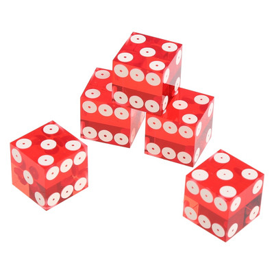 5 akrüülist läbipaistva kuuepoolse D6 kasiino komplekt teravate sirgete nurkade jaoks, täpsus 19 mm