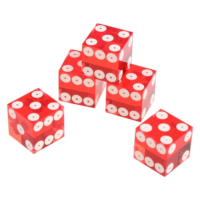 5 akrüülist läbipaistva kuuepoolse D6 kasiino komplekt teravate sirgete nurkade jaoks, täpsus 19 mm
