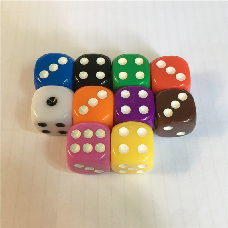 10 τεμ. 16 χιλιοστών Πολλαπλών χρωμάτων Six Sided Dice D6 Παίζοντας παιχνίδια Dice Set Opaque For Cubes Bar KTV Διασκέδαση Παιχνίδι Dices Drinking Tool