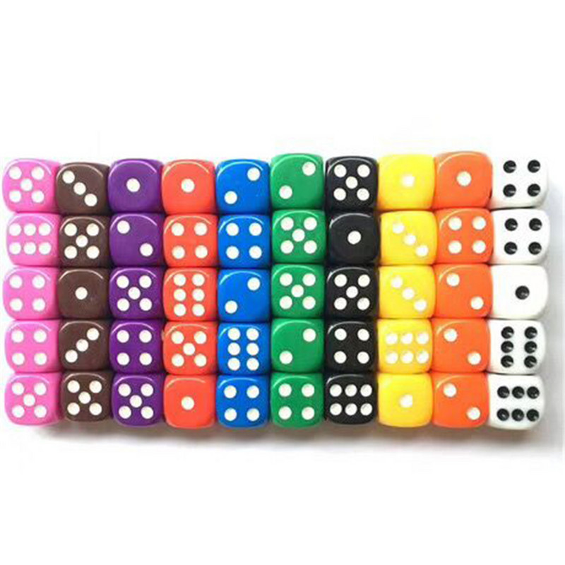 10 τεμ. 16 χιλιοστών Πολλαπλών χρωμάτων Six Sided Dice D6 Παίζοντας παιχνίδια Dice Set Opaque For Cubes Bar KTV Διασκέδαση Παιχνίδι Dices Drinking Tool