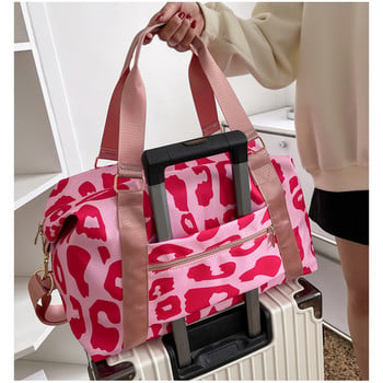 Чанта за фитнес с кравешки модел Дамски куфар за пътуване Дамска чанта Суха мокра чанта Weekender Спортна чанта през рамо на открито