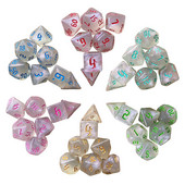 Karštas 7 vnt. / rinkinys D&D kauliukų rinkiniui Naujas Flash daugiakampis kauliukas staliniam barui Vakarėlio kauliukų žaidimo vaidmenų žaidimo matematikos mokymo žaidimų rinkinys