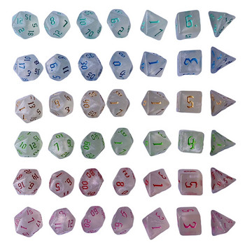 Hot 7 Pcs / Σετ για D&D Dice Set Νέο Flash Polyhedral Dice For Dice Bar Party Game Σετ παιχνιδιών ρόλων μαθηματικών διδασκαλίας
