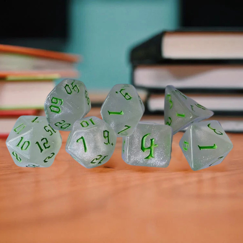 Karštas 7 vnt. / rinkinys D&D kauliukų rinkiniui Naujas Flash daugiakampis kauliukas staliniam barui Vakarėlio kauliukų žaidimo vaidmenų žaidimo matematikos mokymo žaidimų rinkinys