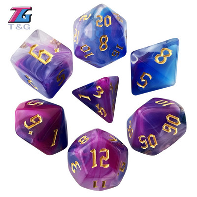 DND daugiakampis 4 spalvų kauliukas 7 vnt. / rinkinys D4 D6 D8 D10 D12 D20, skirtas vaidmenų žaidimui D&D RPG stalo žaidimui kaip dovana