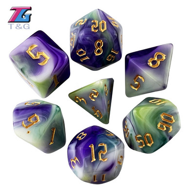 DND daugiakampis 4 spalvų kauliukas 7 vnt. / rinkinys D4 D6 D8 D10 D12 D20, skirtas vaidmenų žaidimui D&D RPG stalo žaidimui kaip dovana