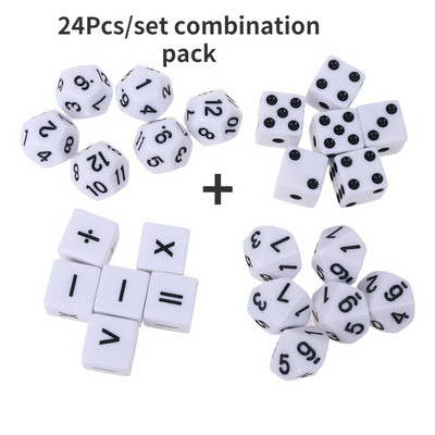 24 τεμ./σετ Συνδυασμός Διδακτικής Ζαριών 16mm Παιδικό Παιχνίδι Μαθηματικών Ζαριών Παζλ διδασκαλίας μαθηματικών
