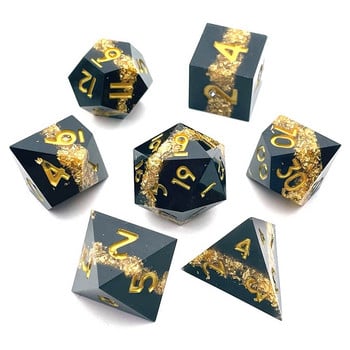 7Pcs Синя/бяла снежинка Polyhedral Resin Dice Set Dices Table Games Аксесоар D6 D8 D10 D12 D20 за D&d DND