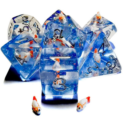 7 tk Sinine/valge lumehelves Polyhedral vaigust täringukomplekt Täringud Lauamängud Aksessuaar D6 D8 D10 D12 D20 D&d DND jaoks