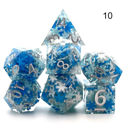 7 tk Sinine/valge lumehelves Polyhedral vaigust täringukomplekt Täringud Lauamängud Aksessuaar D6 D8 D10 D12 D20 D&d DND jaoks