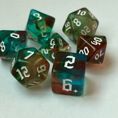 7 vnt. / rinkinys Naujas karštas išpardavimas akrilo 4 spalvų skaitmeninių kauliukų rinkinys, skirtas DND stalo žaidimams