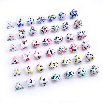 7Pcs Colors Polyhedral 7-Pece RPG Dice Dice D4 D6 D8 D10 D% D12 D20 for επιτραπέζια παιχνίδια ρόλων DND Blood Dices