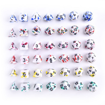 7Pcs Colors Polyhedral 7-Pece RPG Dice Dice D4 D6 D8 D10 D% D12 D20 for επιτραπέζια παιχνίδια ρόλων DND Blood Dices