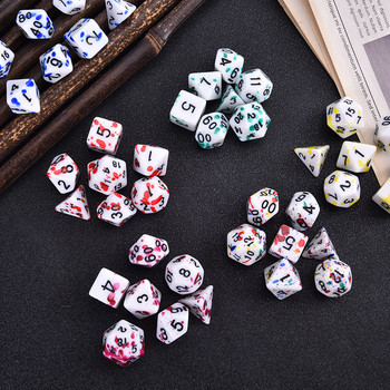 7Pcs Colors Polyhedral 7-Piece RPG Dice Set D4 D6 D8 D10 D% D12 D20 за настолни ролеви игри DND Blood Dices