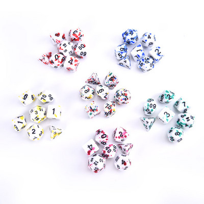 7Pcs Colors Polyhedral 7-Piece RPG Dice Set D4 D6 D8 D10 D% D12 D20 за настолни ролеви игри DND Blood Dices