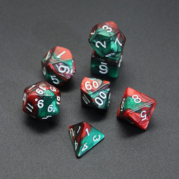 Αδιαφανή χρώματα Polyhedral 7 τεμαχίων RPG ζάρια D4 D6 D8 D10 D% D12 D20 για επιτραπέζια παιχνίδια ρόλων DND