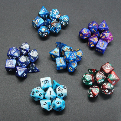 Непрозрачни цветове Polyhedral 7-Piece RPG Dice Set D4 D6 D8 D10 D% D12 D20 за настолни ролеви игри DND