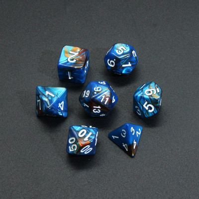 Nepermatomų spalvų daugiakampis 7 dalių RPG kauliukų rinkinys D4 D6 D8 D10 D% D12 D20, skirtas vaidmenų žaidimams ant stalo DND