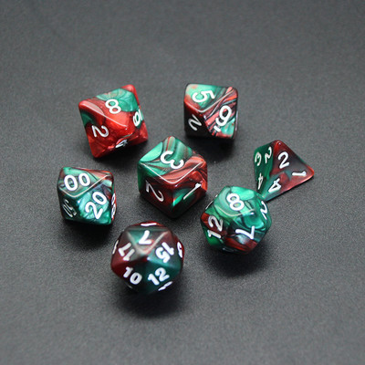 Nepermatomų spalvų daugiakampis 7 dalių RPG kauliukų rinkinys D4 D6 D8 D10 D% D12 D20, skirtas vaidmenų žaidimams ant stalo DND