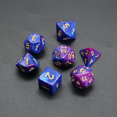 Nepermatomų spalvų daugiakampis 7 dalių RPG kauliukų rinkinys D4 D6 D8 D10 D% D12 D20, skirtas vaidmenų žaidimams ant stalo DND