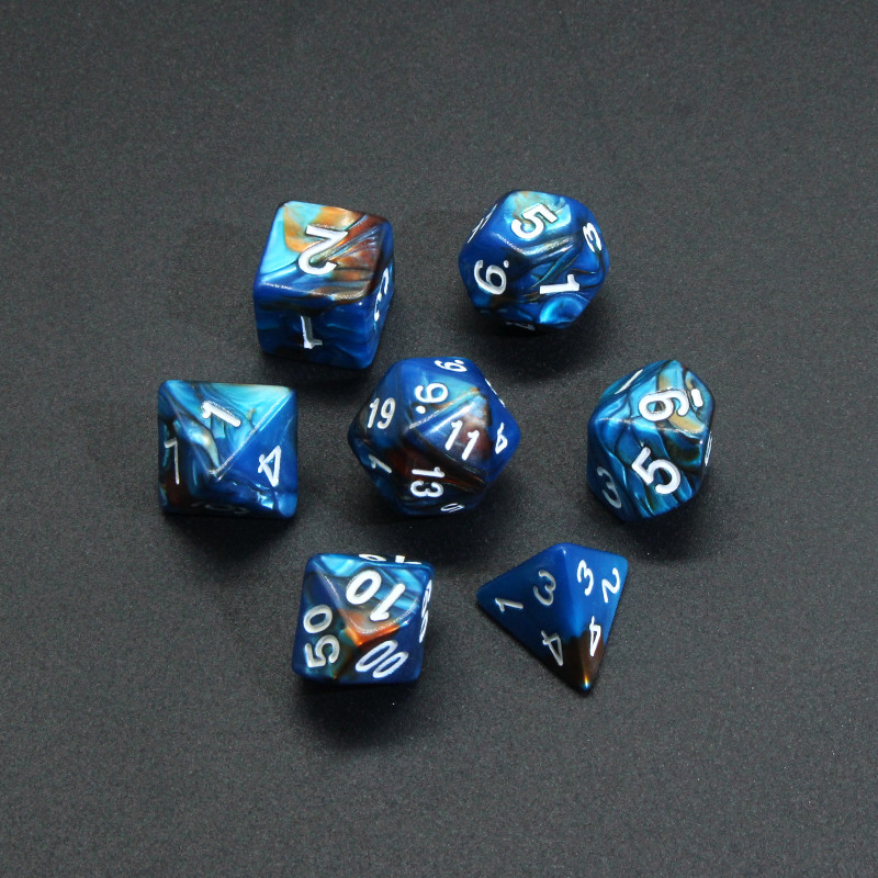 Nepermatomų spalvų daugiakampis 7 dalių RPG kauliukų rinkinys D4 D6 D8 D10 D% D12 D20, skirtas vaidmenų žaidimams ant stalo DND
