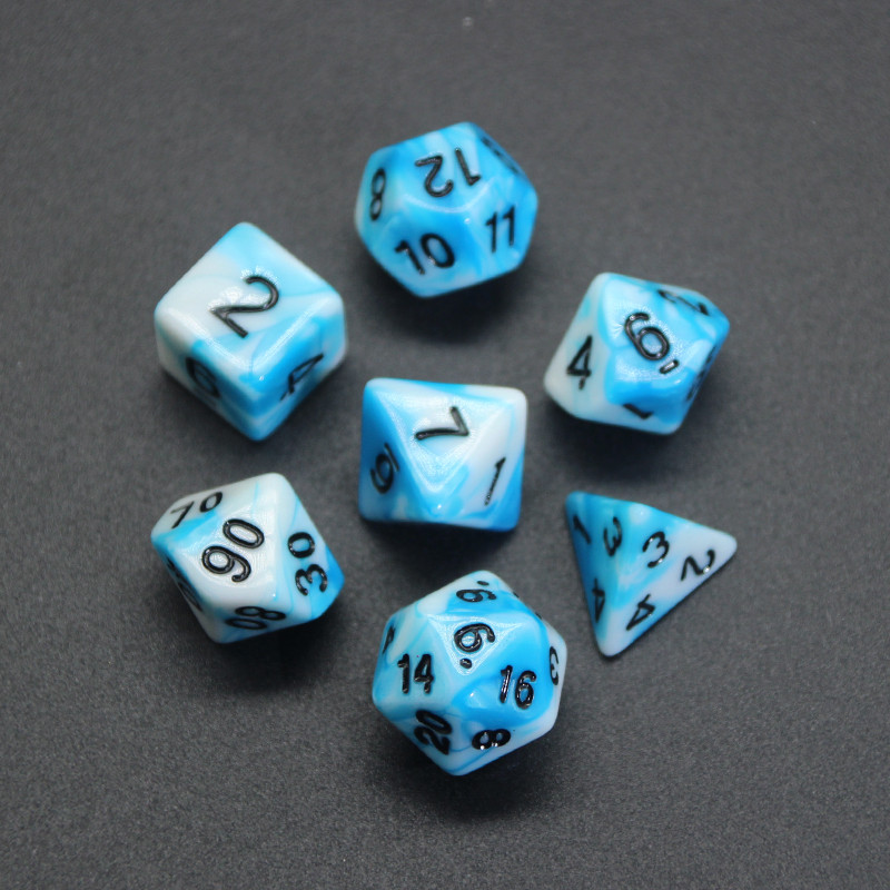 Nepermatomų spalvų daugiakampis 7 dalių RPG kauliukų rinkinys D4 D6 D8 D10 D% D12 D20, skirtas vaidmenų žaidimams ant stalo DND