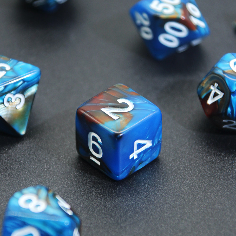 Nepermatomų spalvų daugiakampis 7 dalių RPG kauliukų rinkinys D4 D6 D8 D10 D% D12 D20, skirtas vaidmenų žaidimams ant stalo DND