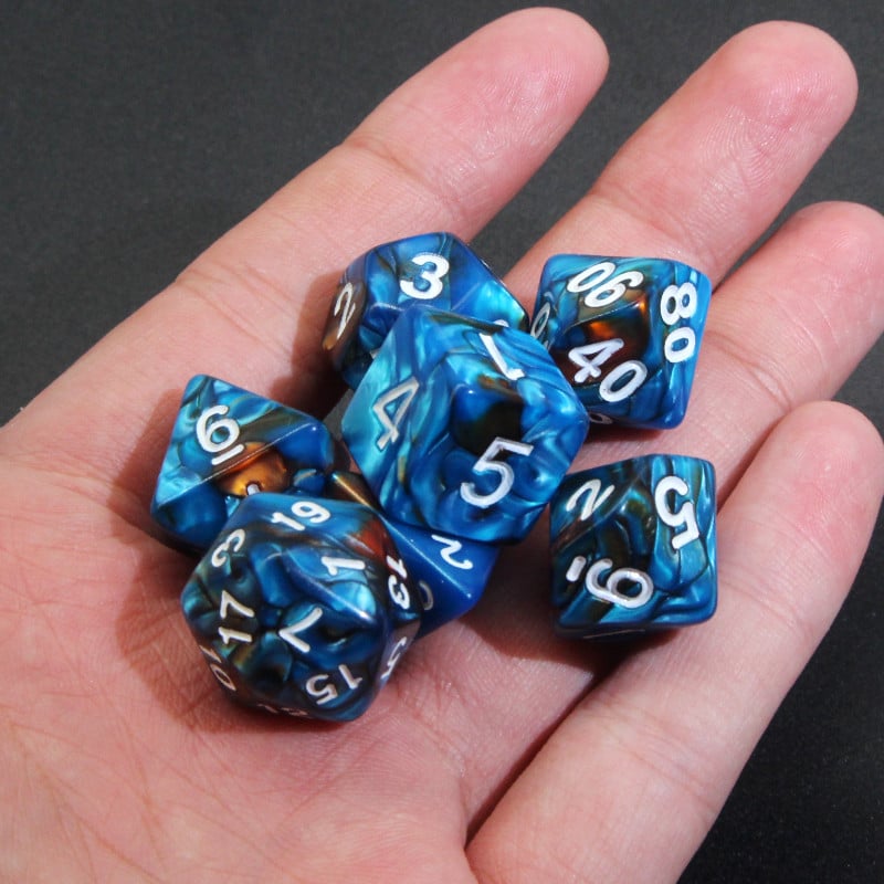 Nepermatomų spalvų daugiakampis 7 dalių RPG kauliukų rinkinys D4 D6 D8 D10 D% D12 D20, skirtas vaidmenų žaidimams ant stalo DND