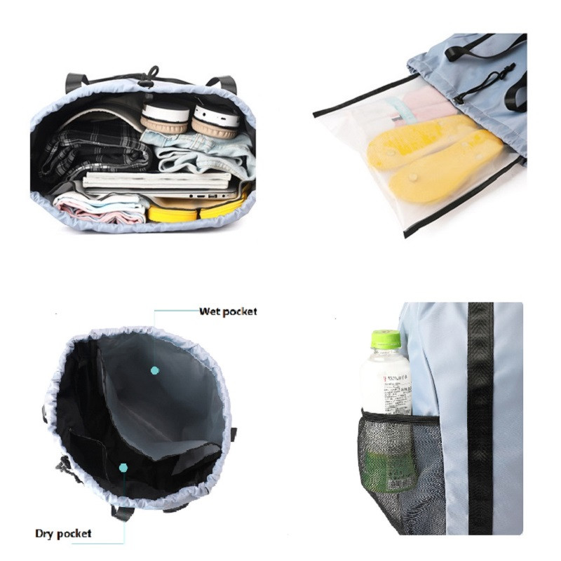 Αδιάβροχη αθλητική τσάντα γυμναστικής Γυναικεία τσάντα πλάτης με κορδόνια για κολύμπι Τσάντα γιόγκα για χορό κολύμβησης Τσάντα ταξιδιού Μεγάλης χωρητικότητας Wet Dry