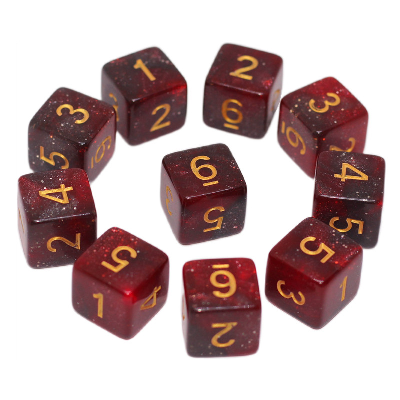 10 buc/set Cer înstelat zaruri digitale cu 6 fețe Ajutoare didactice pentru matematică Sită de culoare Sită în unghi drept Accesorii pentru jocuri de masă 16mm