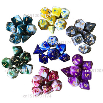 7 τμχ/σετ Πολυεδρικά ζάρια Ακρυλικά ζάρια Διπλά χρώματα DnD RPG Παιχνίδι Ψηφιακά ζάρια D4 D6 D8 D10 D% D12 D20 Χριστουγεννιάτικα δώρα